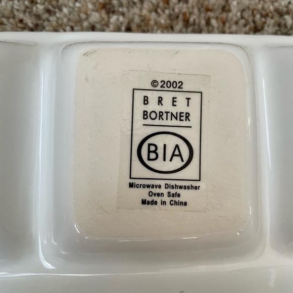 BIA Cordon Bleu Bret Bortner TV Tray White Stoneware Divided Dishes Dinnerware - Picture 4 of 6